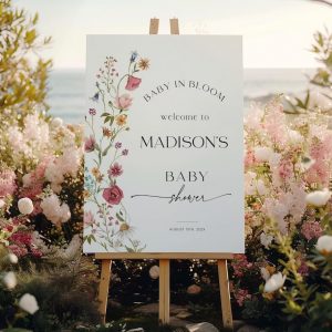Baby In Bloom Sign | Baby shower Welcome sign | Wildflower Welcome sign | Customizable