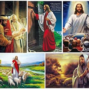 Jesus Shepherd Figure 5d Diamond Painting Cross Stitch Christian God Loves The World Catholic Church Full Diamond Embroidery – (Color: 05; Size: Round Drill 20x30cm)